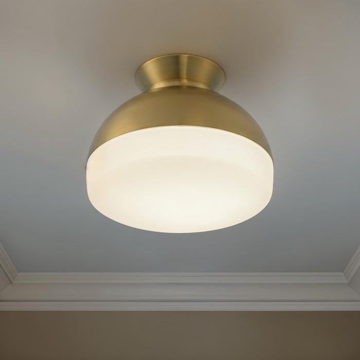 Crystorama Gidget 2Lt 15" Flush Mount, Vibrant Gold/Etched Opal