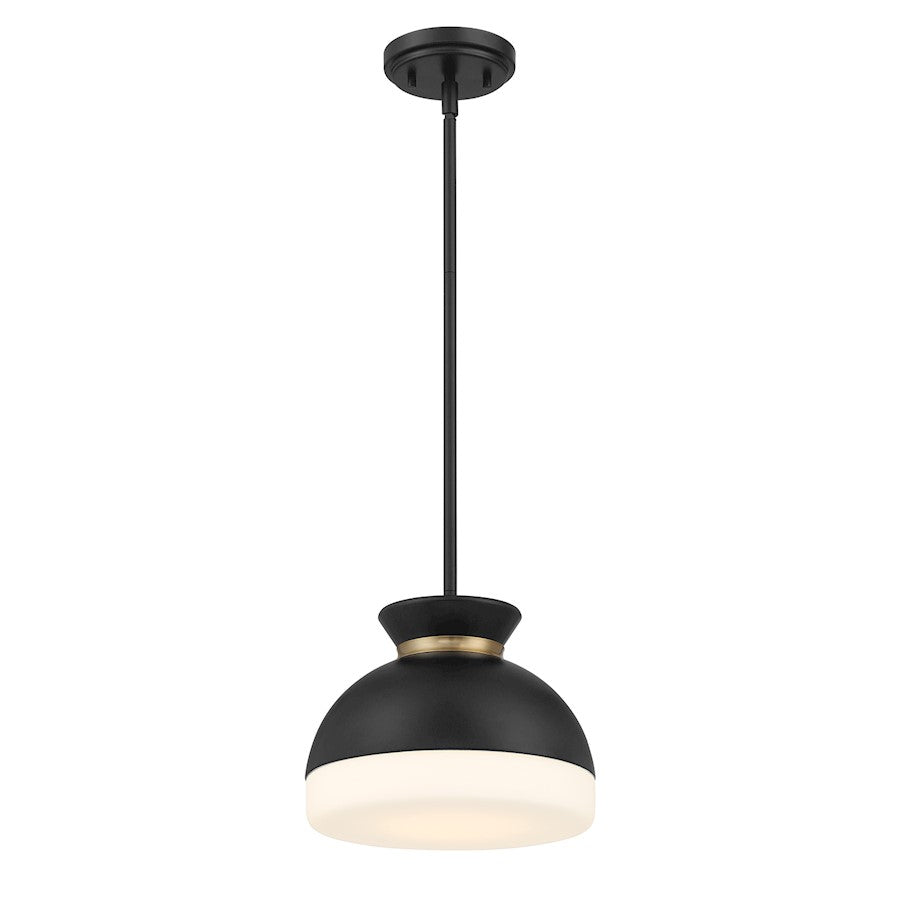 Crystorama Gidget 1 Light Mini Pendant, Black/Gold/Etched Opal - GID-4005-MK-VG