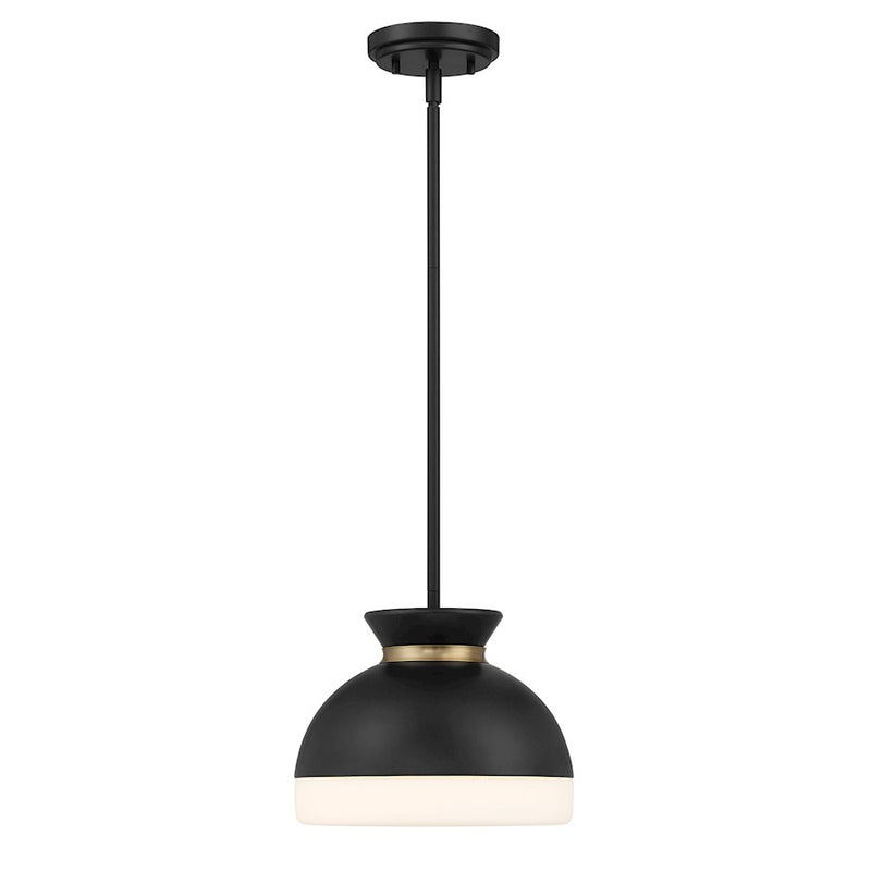 Crystorama Gidget 1 Light Mini Pendant, Black/Gold/Etched Opal
