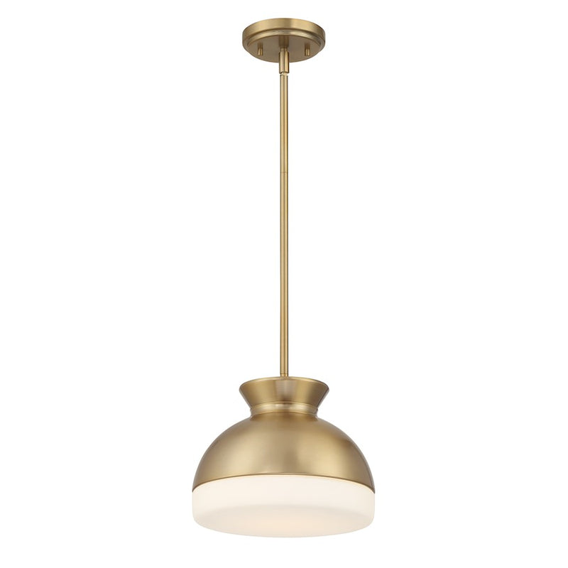 Crystorama Gidget 1 Light Mini Pendant, Vibrant Gold/Etched Opal