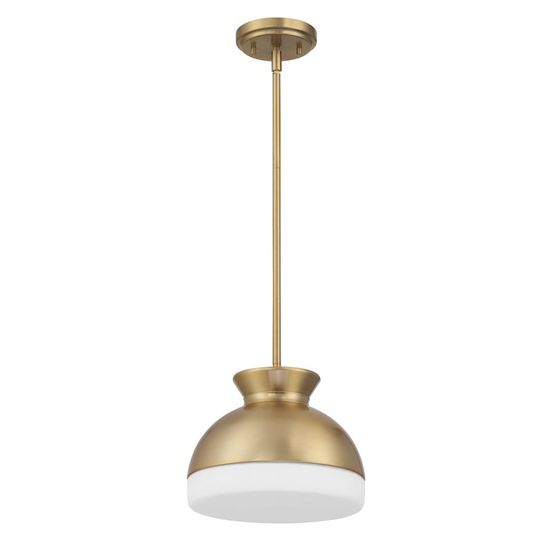 Crystorama Gidget 1 Light Mini Pendant, Vibrant Gold/Etched Opal