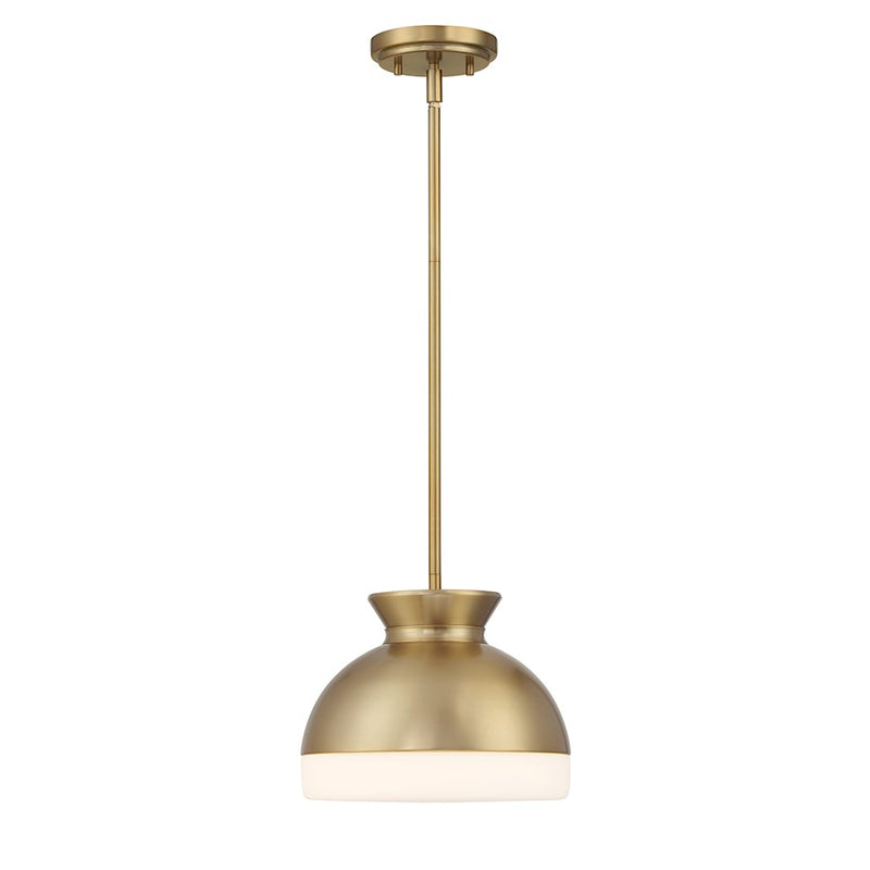 Crystorama Gidget 1 Light Mini Pendant, Vibrant Gold/Etched Opal