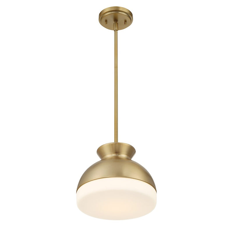 Crystorama Gidget 1 Light Mini Pendant, Vibrant Gold/Etched Opal