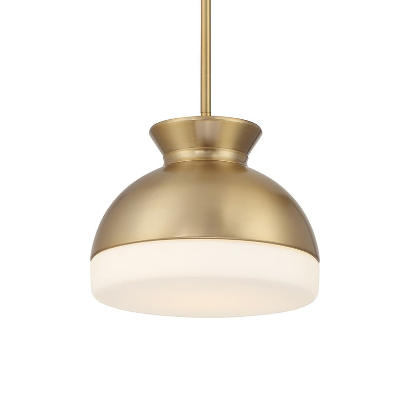 Crystorama Gidget 1 Light Mini Pendant, Vibrant Gold/Etched Opal