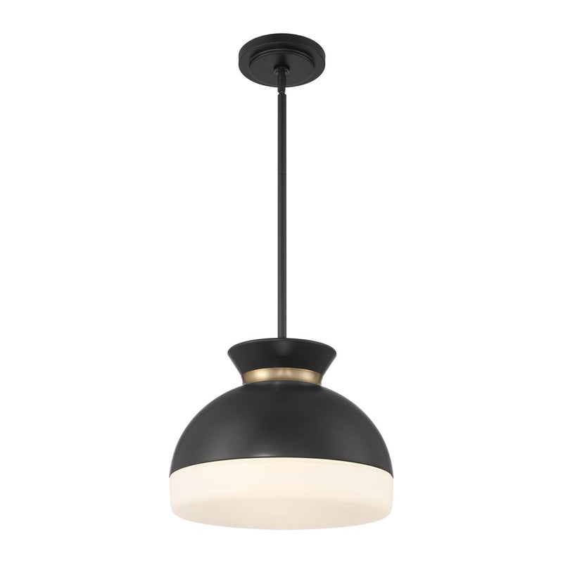 Crystorama Gidget 2Lt 15" Mini Pendant, Black/Gold/Etched Opal