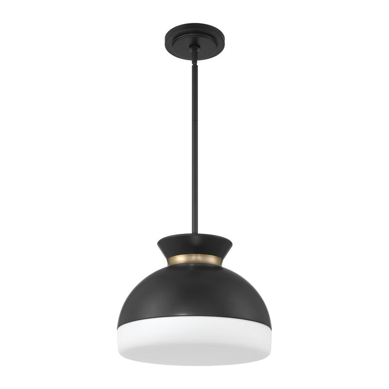 Crystorama Gidget 2Lt 15" Mini Pendant, Black/Gold/Etched Opal