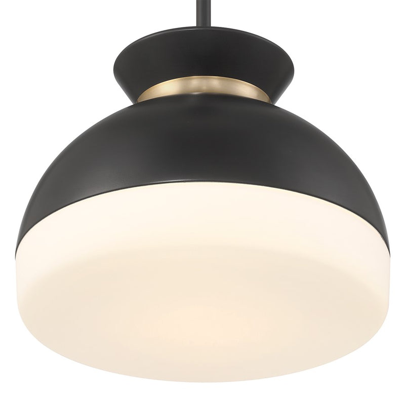 Crystorama Gidget 2Lt 15" Mini Pendant, Black/Gold/Etched Opal