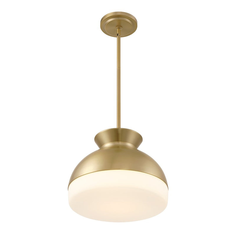 Crystorama Gidget 2 Light 15" Pendant, Vibrant Gold/Etched Opal