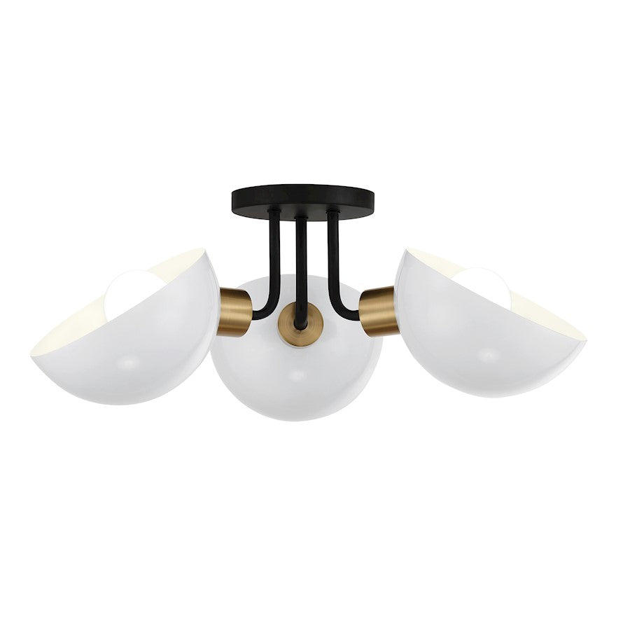 Crystorama Gigi 3 Light Semi Flush Mount, White