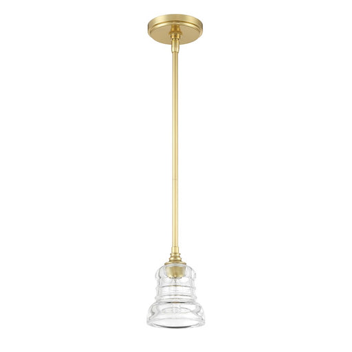 Crystorama Gregory 1 Light Mini Pendant, Aged Brass/Clear