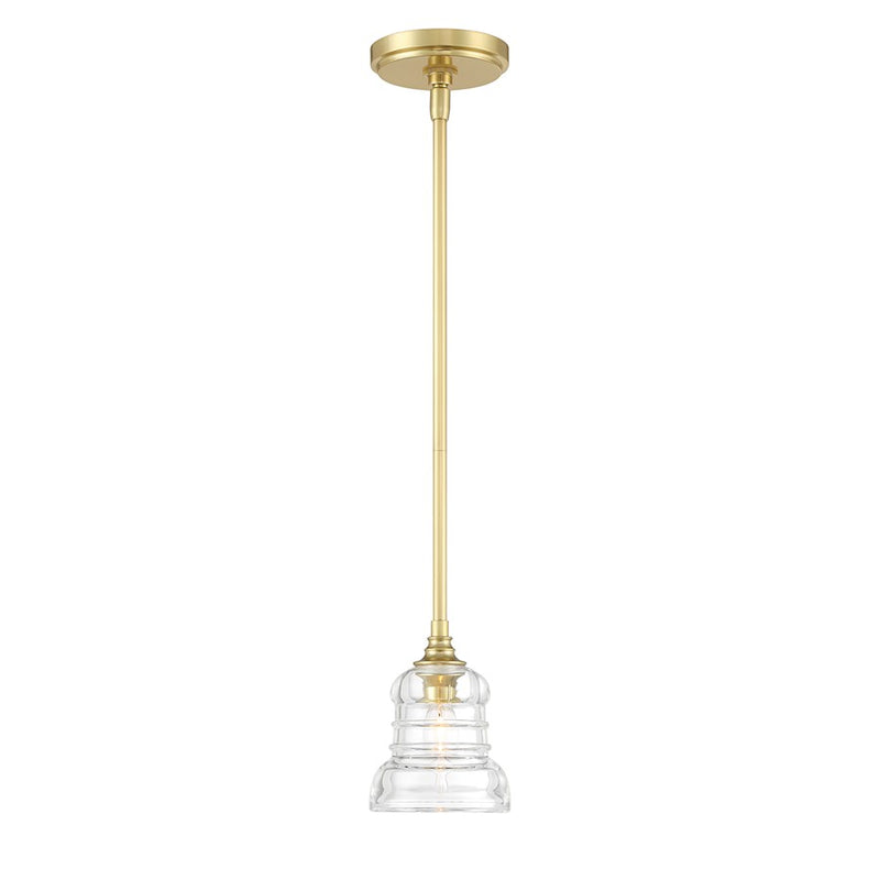 Crystorama Gregory 1 Light Mini Pendant, Aged Brass/Clear