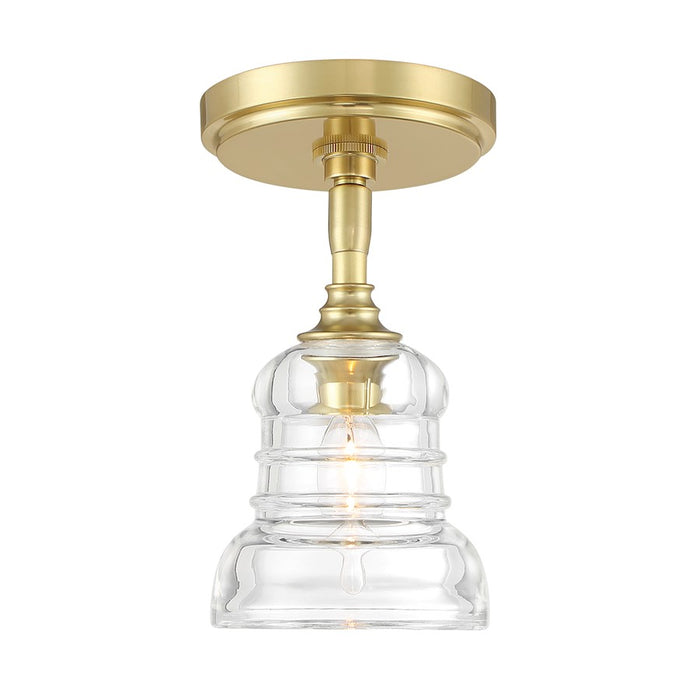 Crystorama Gregory 1 Light Semi Flush Mount, Brass/Clear