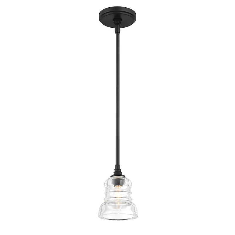 Crystorama Gregory 1 Light Mini Pendant, Matte Black/Clear