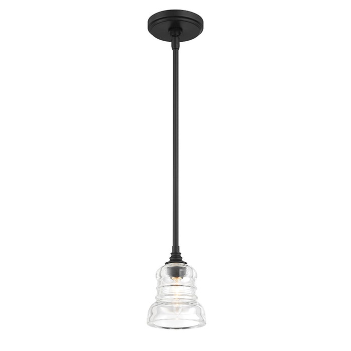Crystorama Gregory 1 Light Mini Pendant, Matte Black/Clear - GRG-1040-MK