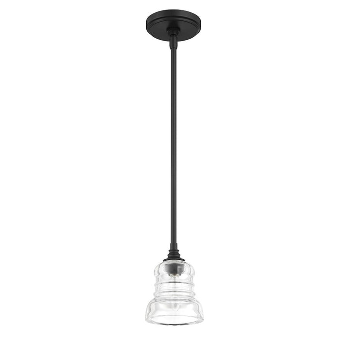 Crystorama Gregory 1 Light Mini Pendant, Matte Black/Clear