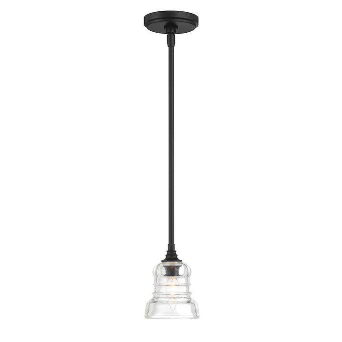 Crystorama Gregory 1 Light Mini Pendant, Matte Black/Clear