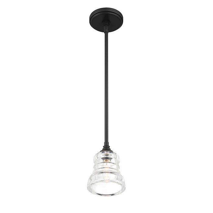 Crystorama Gregory 1 Light Mini Pendant, Matte Black/Clear