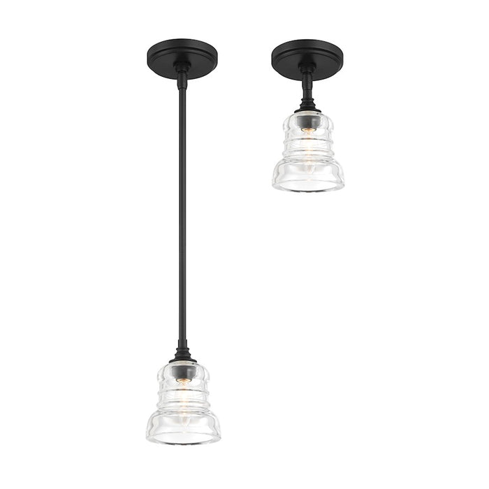 Crystorama Gregory 1 Light Mini Pendant, Matte Black/Clear