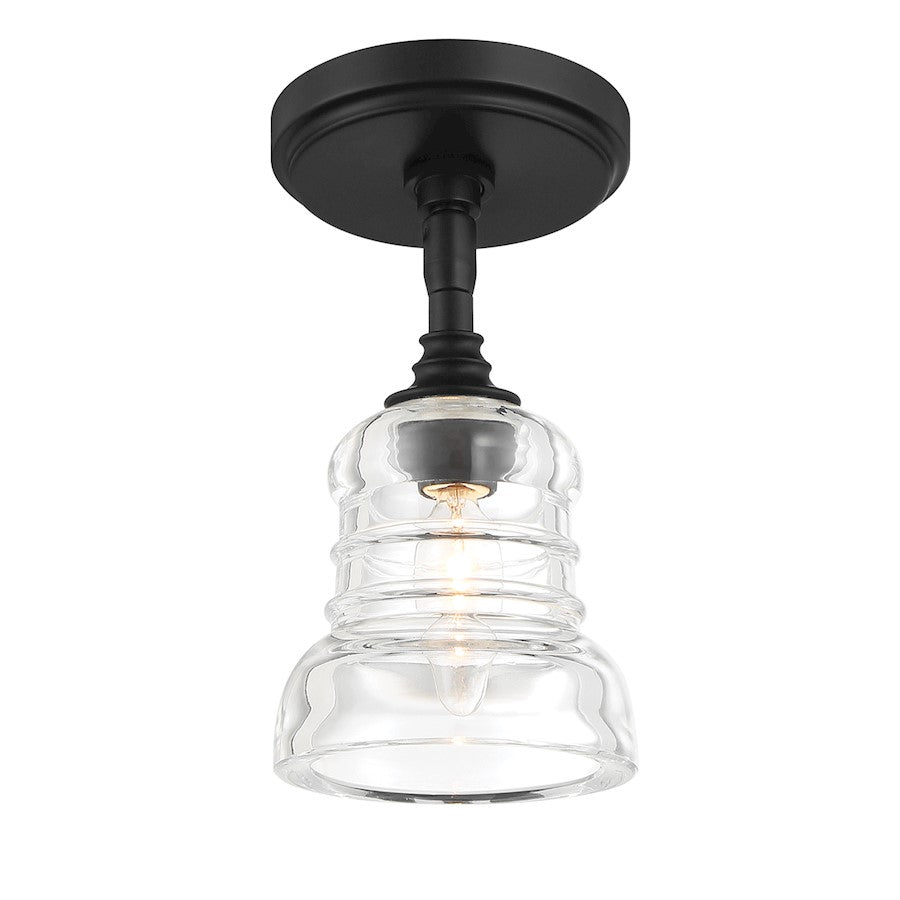 Crystorama Gregory 1 Light Semi Flush Mount, Black/Clear