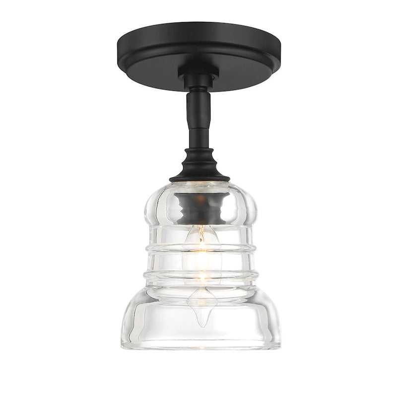 Crystorama Gregory 1 Light Semi Flush Mount, Black/Clear
