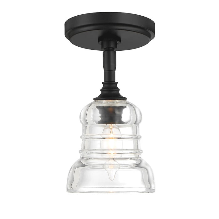 Crystorama Gregory 1 Light Semi Flush Mount, Black/Clear