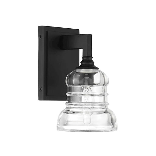 Crystorama Gregory 1 Light Sconce, Matte Black/Clear