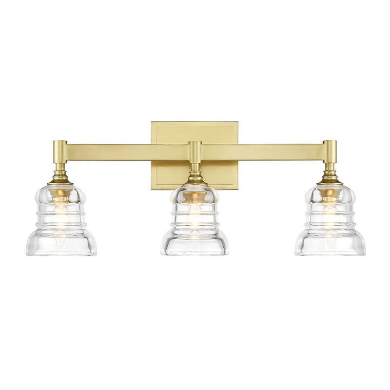 Crystorama Gregory 3 Light Bath Light, Aged Brass/Clear