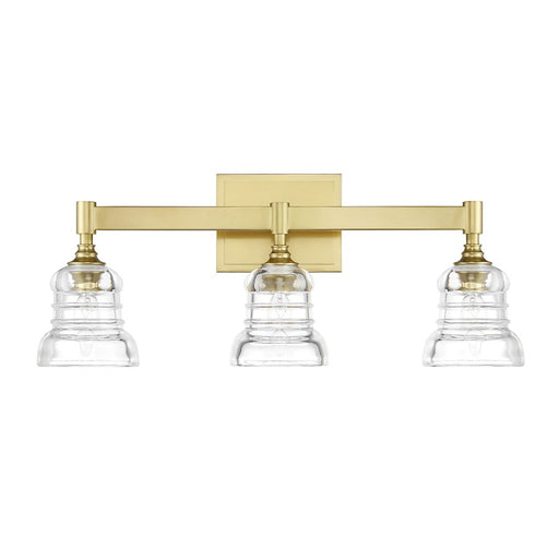 Crystorama Gregory 3 Light Bath Light, Aged Brass/Clear