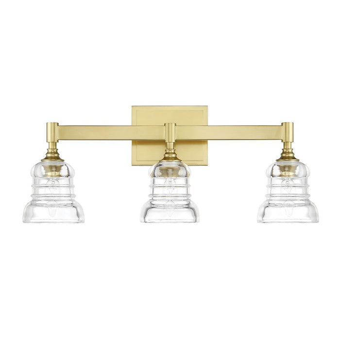 Crystorama Gregory 3 Light Bath Light, Aged Brass/Clear