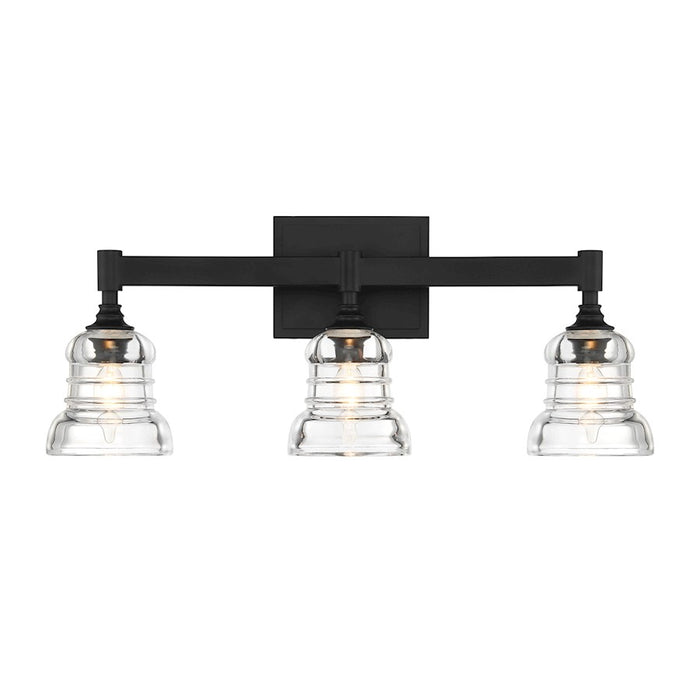 Crystorama Gregory 3 Light Bath Light, Matte Black/Clear