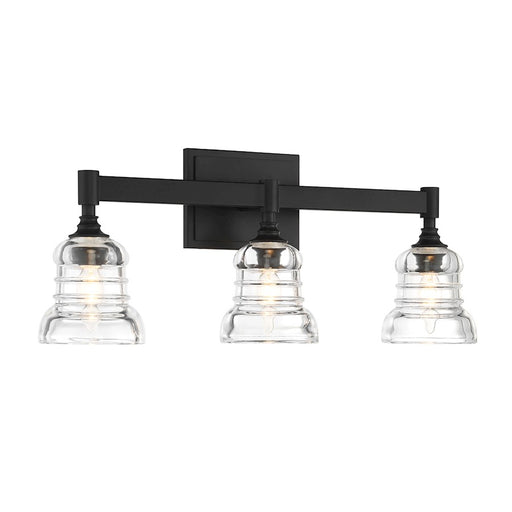 Crystorama Gregory 3 Light Bath Light, Matte Black/Clear