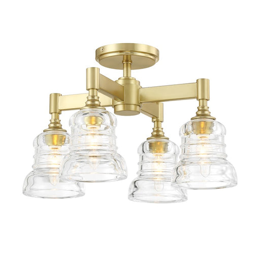 Crystorama Gregory 4 Light Semi Flush Mount, Aged Brass/Clear - GRG-1045-AG