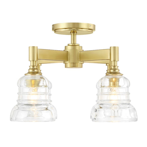 Crystorama Gregory 4 Light Semi Flush Mount, Aged Brass/Clear