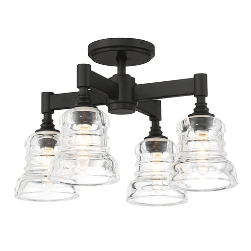Crystorama Gregory 4 Light Semi Flush Mount, Matte Black/Clear - GRG-1045-MK
