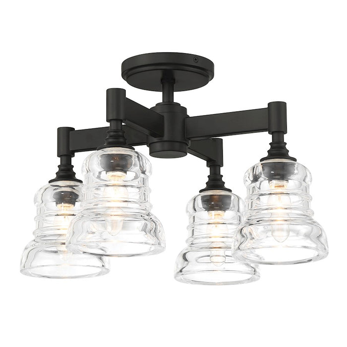 Crystorama Gregory 4 Light Semi Flush Mount, Matte Black/Clear - GRG-1045-MK