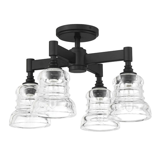 Crystorama Gregory 4 Light Semi Flush Mount, Matte Black/Clear