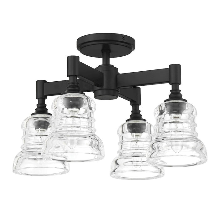 Crystorama Gregory 4 Light Semi Flush Mount, Matte Black/Clear