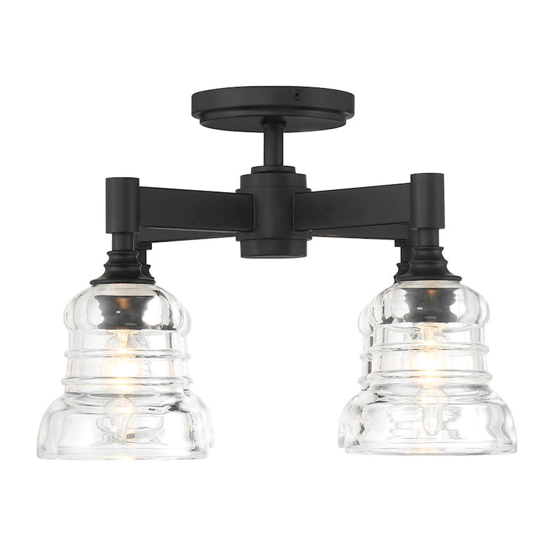 Crystorama Gregory 4 Light Semi Flush Mount, Matte Black/Clear