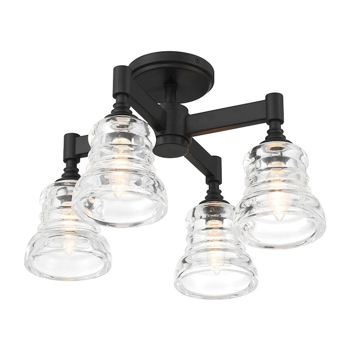 Crystorama Gregory 4 Light Semi Flush Mount, Matte Black/Clear