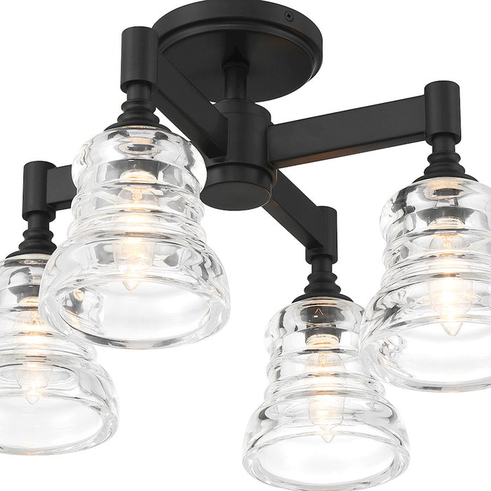 Crystorama Gregory 4 Light Semi Flush Mount, Matte Black/Clear
