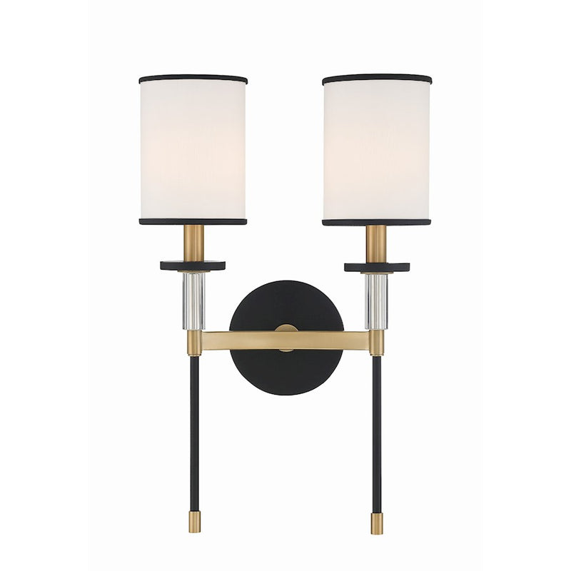 Crystorama Hatfield Wall Mount, Black/Vibrant Gold/White