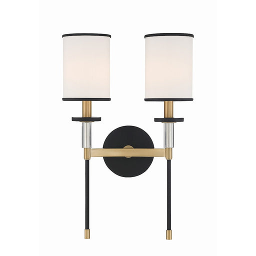Crystorama Hatfield Wall Mount, Black/Vibrant Gold/White