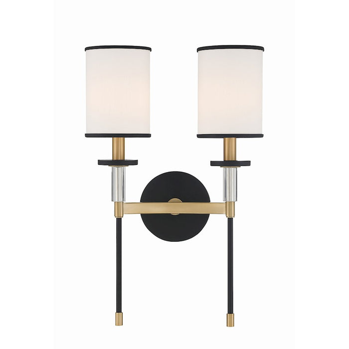Crystorama Hatfield Wall Mount, Black/Vibrant Gold/White