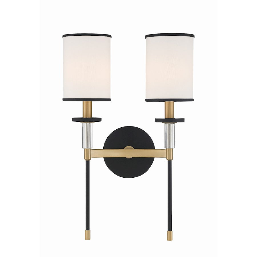 Crystorama Hatfield Wall Mount, Black/Vibrant Gold/White