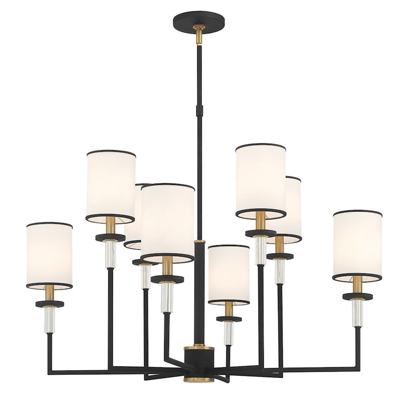 Crystorama Hatfield 8 Light Chandelier, Black Forged/Gold/White