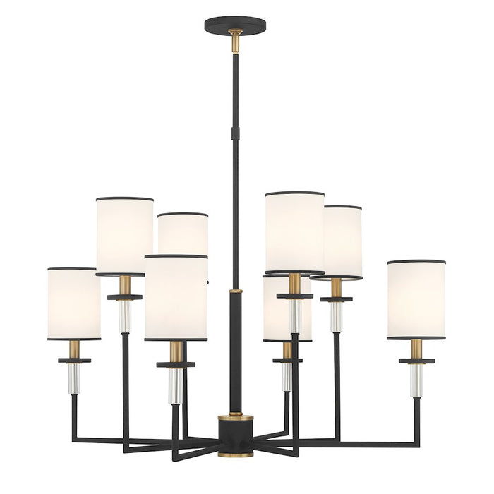 Crystorama Hatfield 8 Light Chandelier, Black Forged/Gold/White