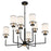 Crystorama Hatfield 8 Light Chandelier, Black Forged/Gold/White