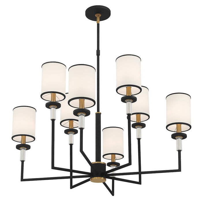 Crystorama Hatfield 8 Light Chandelier, Black Forged/Gold/White