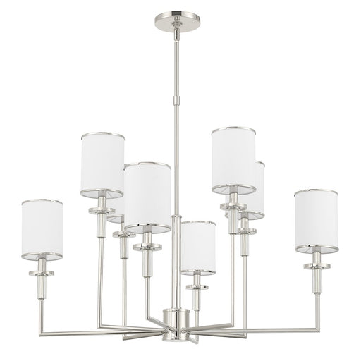 Crystorama Hatfield 8 Light Chandelier, Polished Nickel/White
