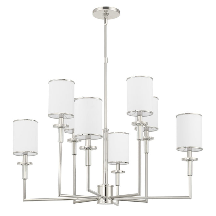 Crystorama Hatfield 8 Light Chandelier, Polished Nickel/White